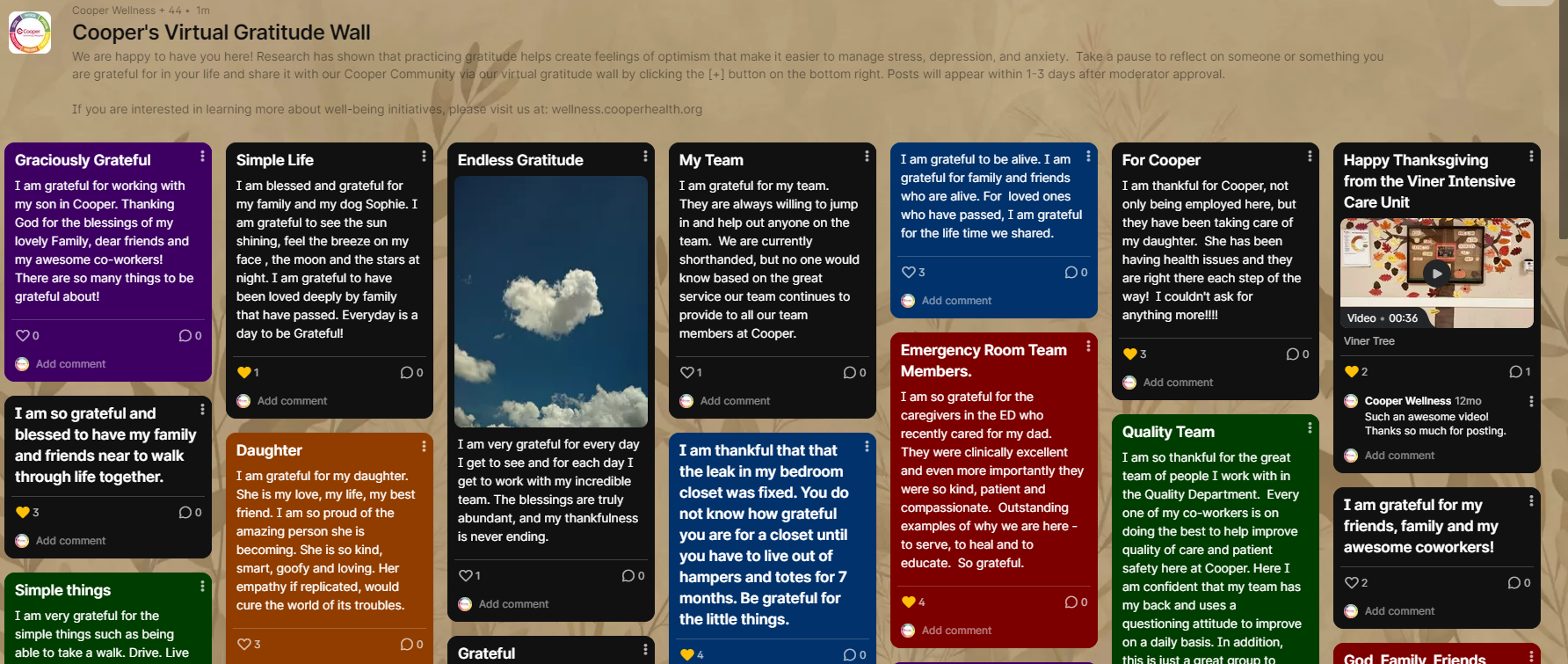 Virtual Gratitude Wall Compassion & Resiliency Experience (C.A.R.E